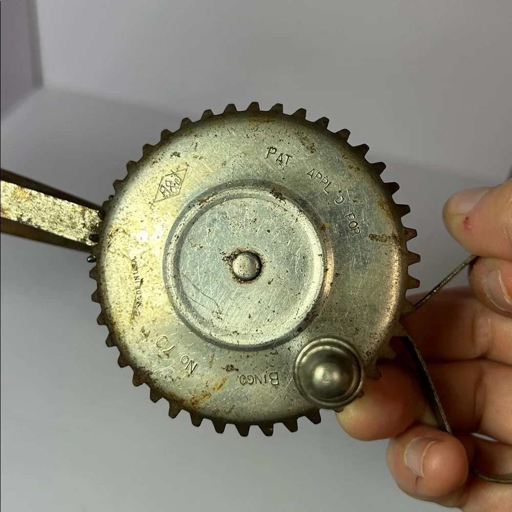 Vtg A&J Lady Bingo No 70 Hand Mixer Egg Beater Pat Farmhouse Primitive